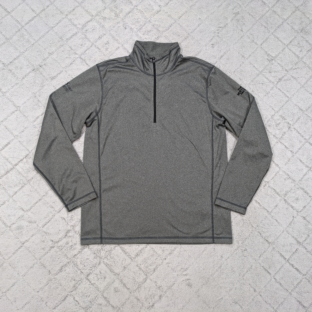 The North Face Jacket Men's L Gray Tech ¼ Zip Fleece Smooth Faced Outdoor Hike